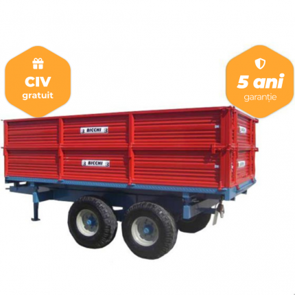 Remorca agricola cu ax tandem Bicchi BT120B, 14 tone, franare pneumatica